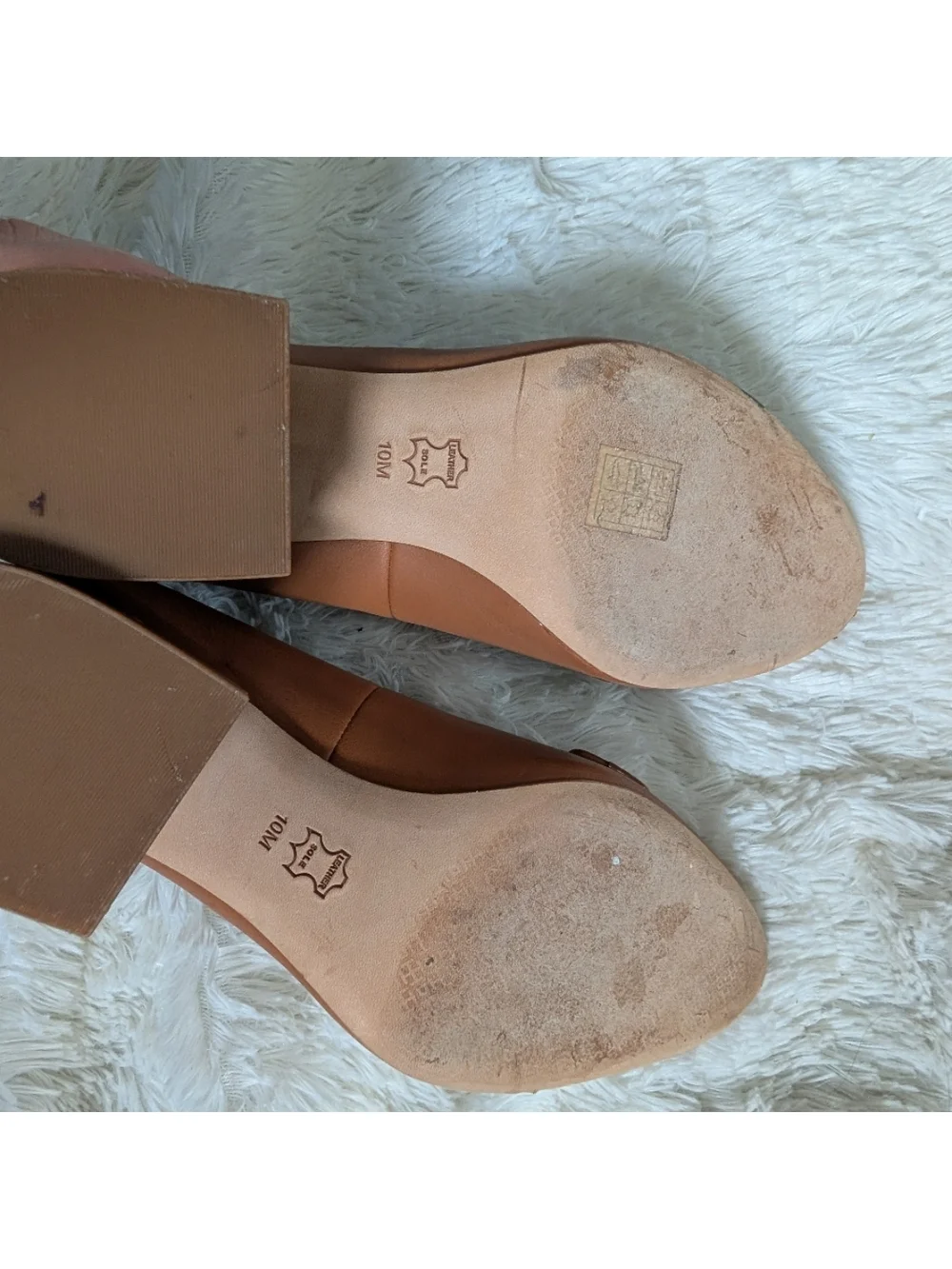 Tory Burch Tan Leather Loafer Chunky Square Heel Pumps Size 10 - Picture 5 of 7